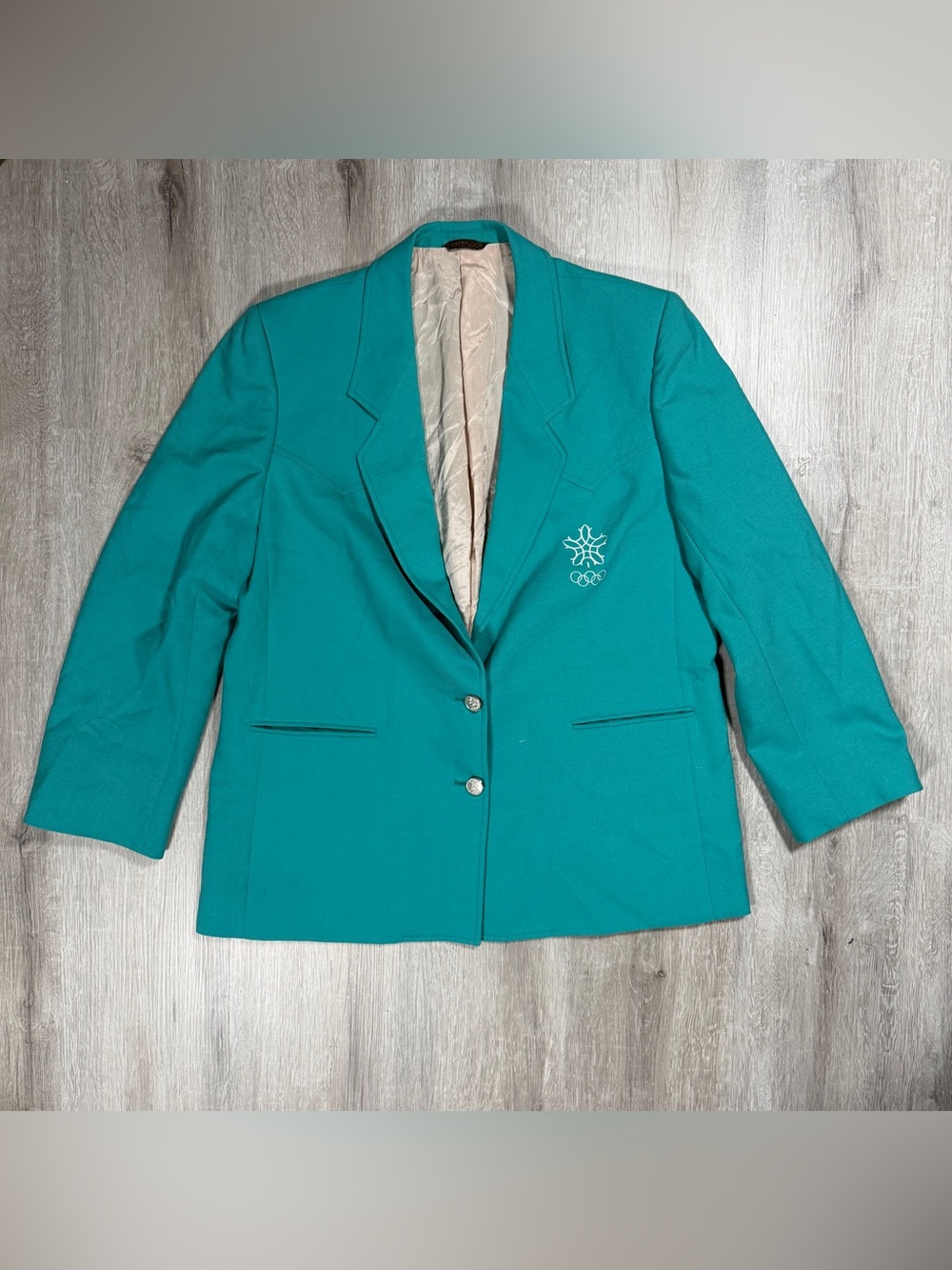 Cambridge Vintage 1988 Calgary Winter Olympics Official Teal Blazer Jacket